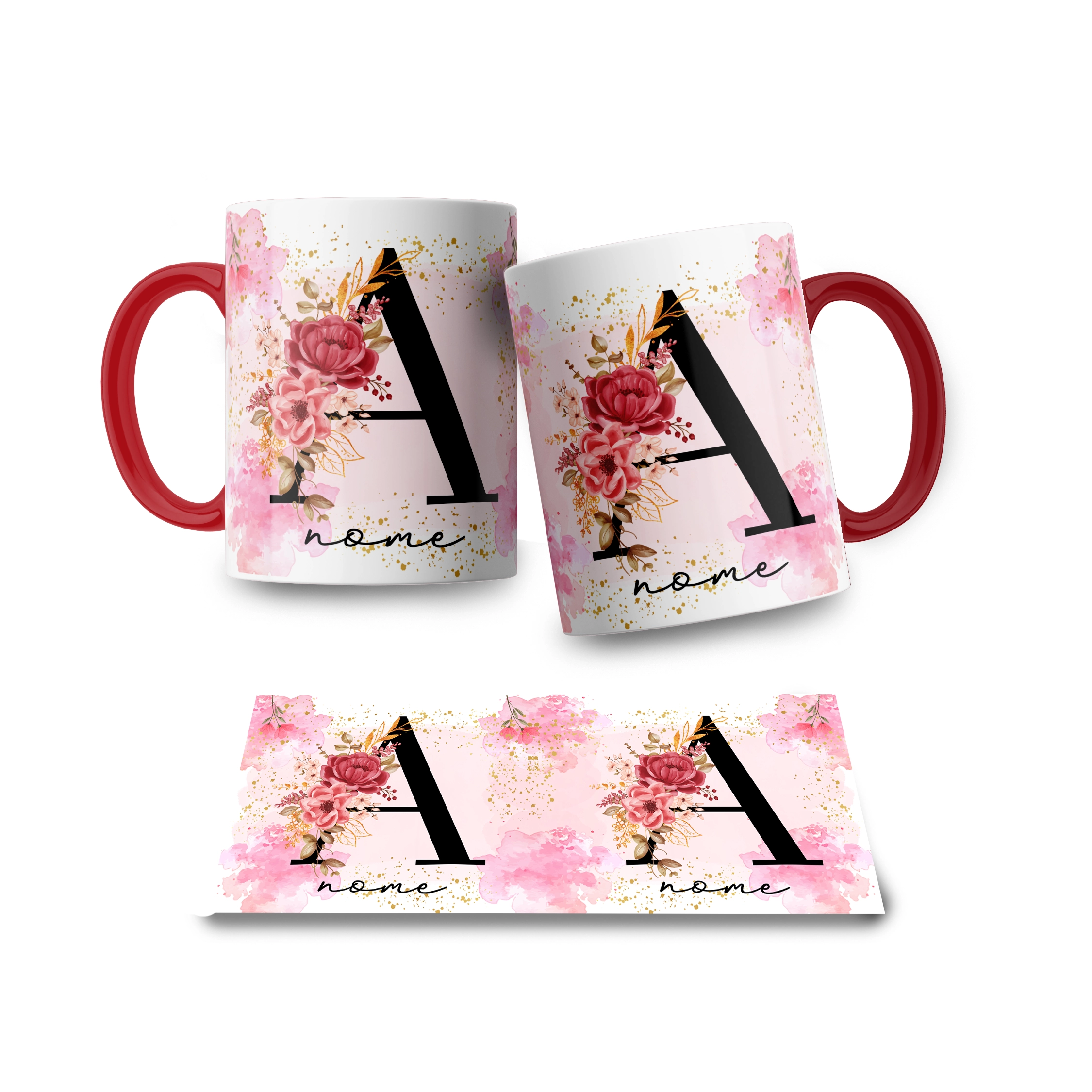 Arte Digital “Inicial Aquarela – Rosa”